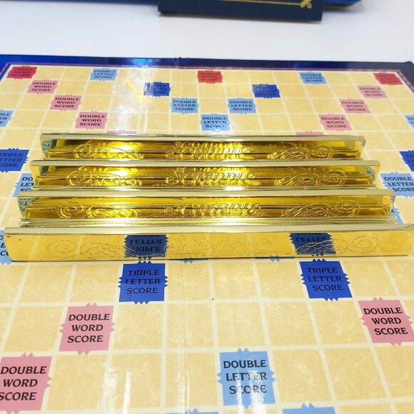 Milton Bradley Scrabble Crossword Game Collector's Edition Blue & Gold Metal Tin - Picture 6 of 16